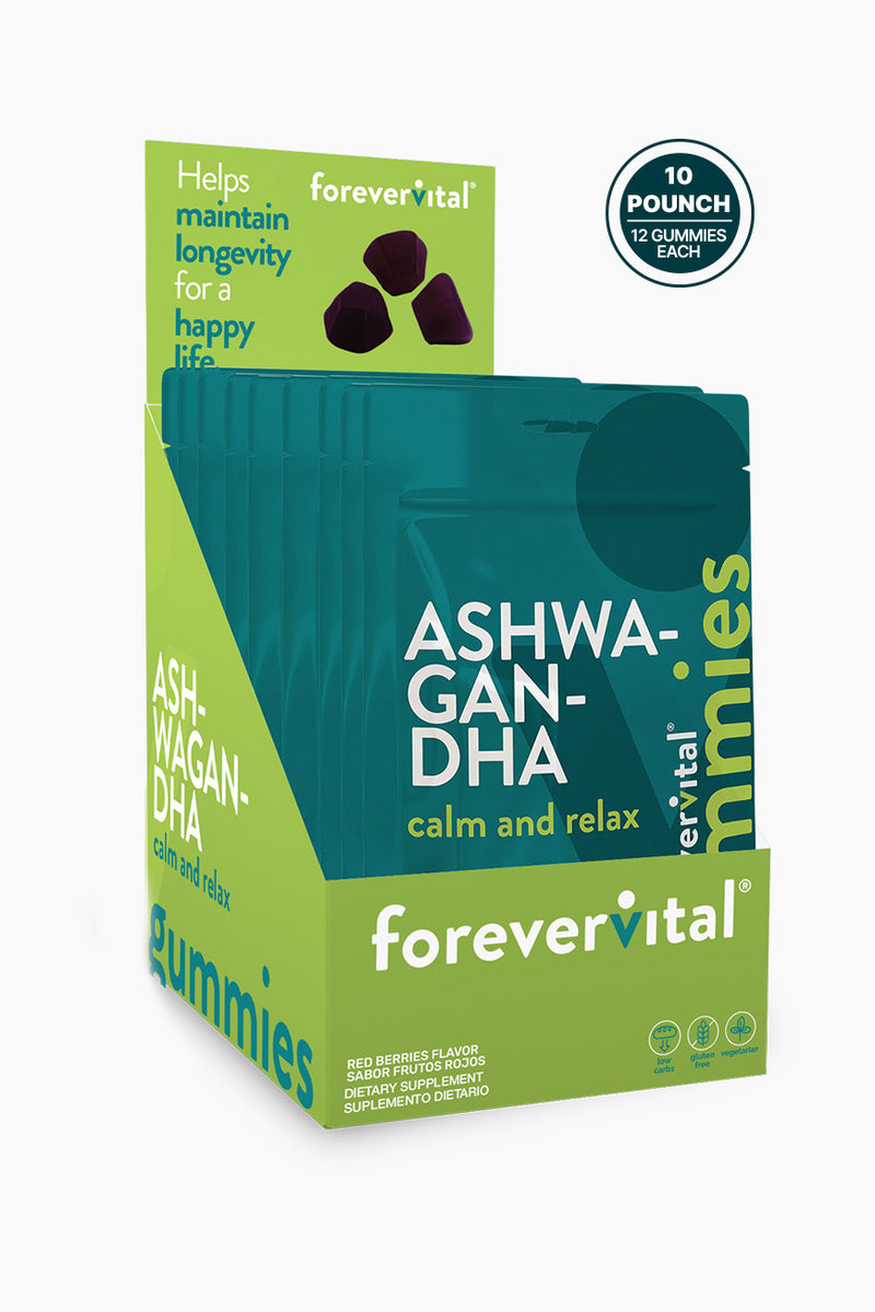 Dispensador de gomitas de ashwagandha Forevervital x10