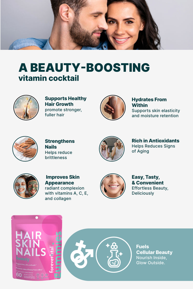 Gomitas Forevervital para cabello, piel y uñas